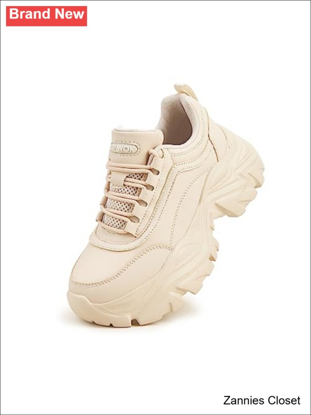 ✨Chunky Platform Sneakers Faux Leather Lace-Up Memory Foam Casual Walking Shoes